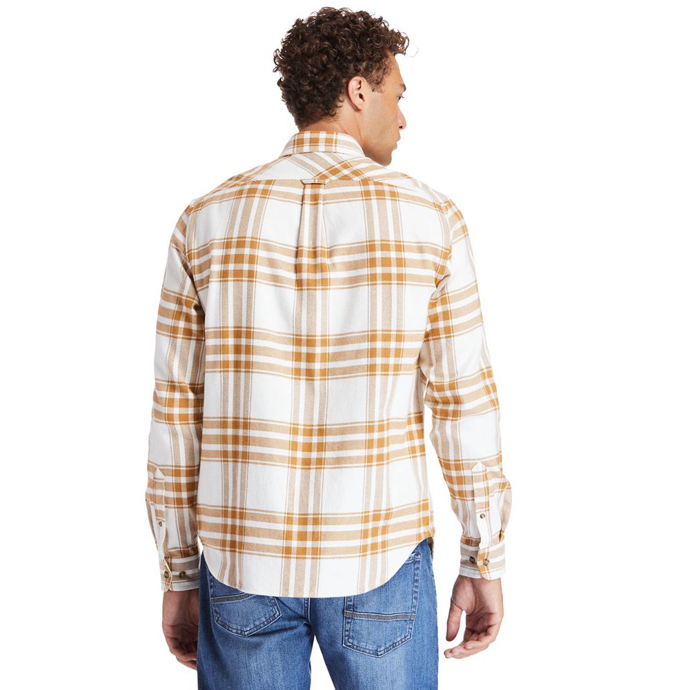 Timberland Mens Shirts Back River Heavy Flannel - Brown/White - India HU6351280